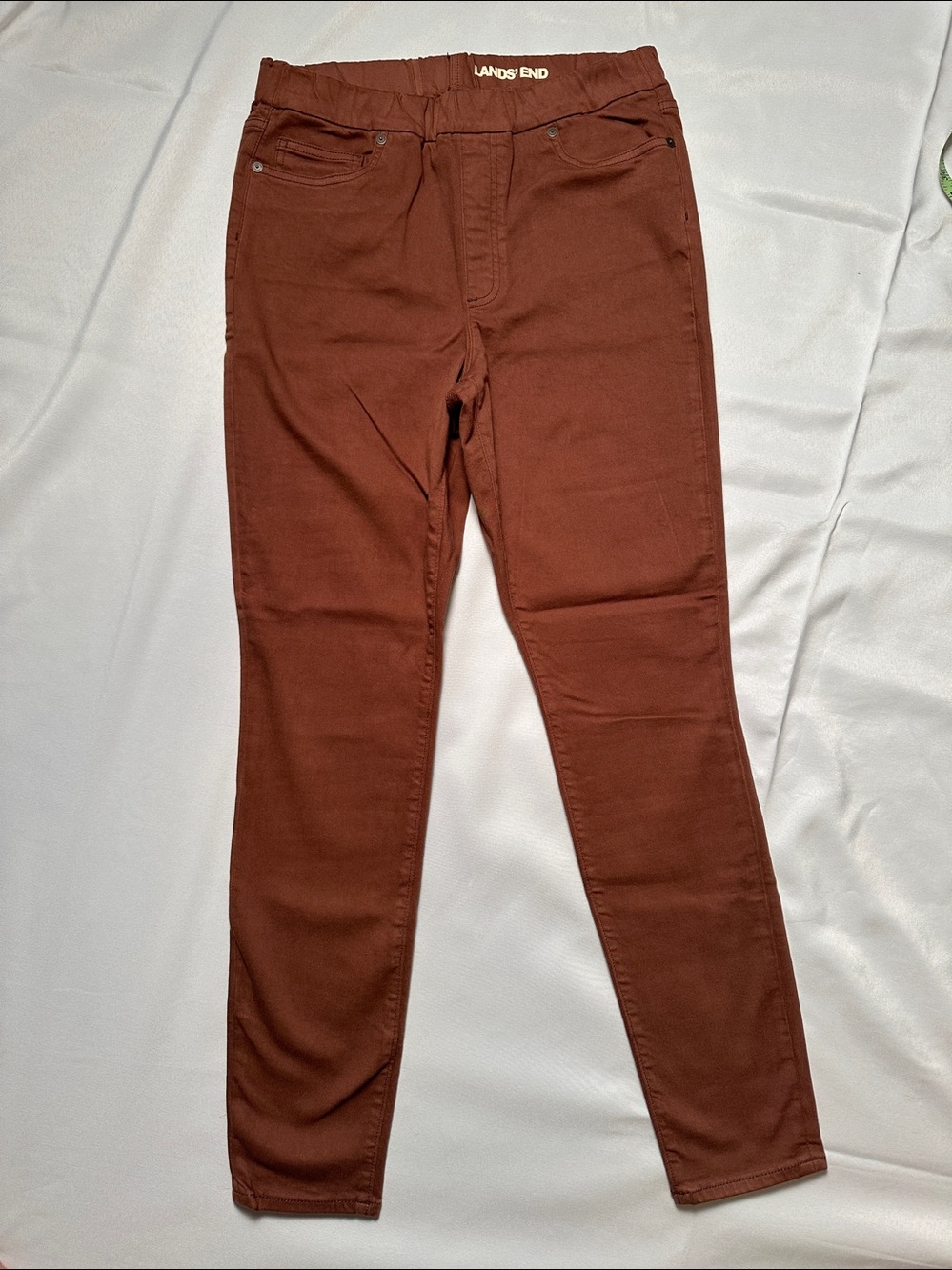 Lands' End NWOT Women's Skinny Jeans in Deep Rust Brown Size 10